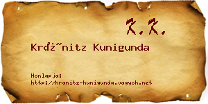 Kránitz Kunigunda névjegykártya